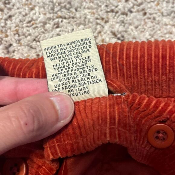 L.L. Bean Burnt Orange Corduroy Jacket With Detachable Quilted Liner Small - Picture 8 of 8